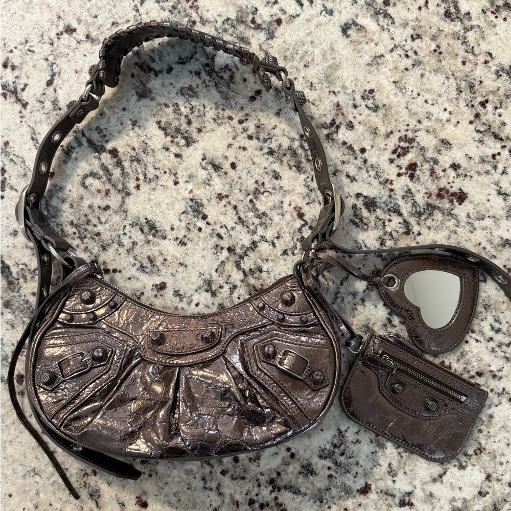 Balenciaga Le Cagole XS Bronze Metallic Shoulder Bag